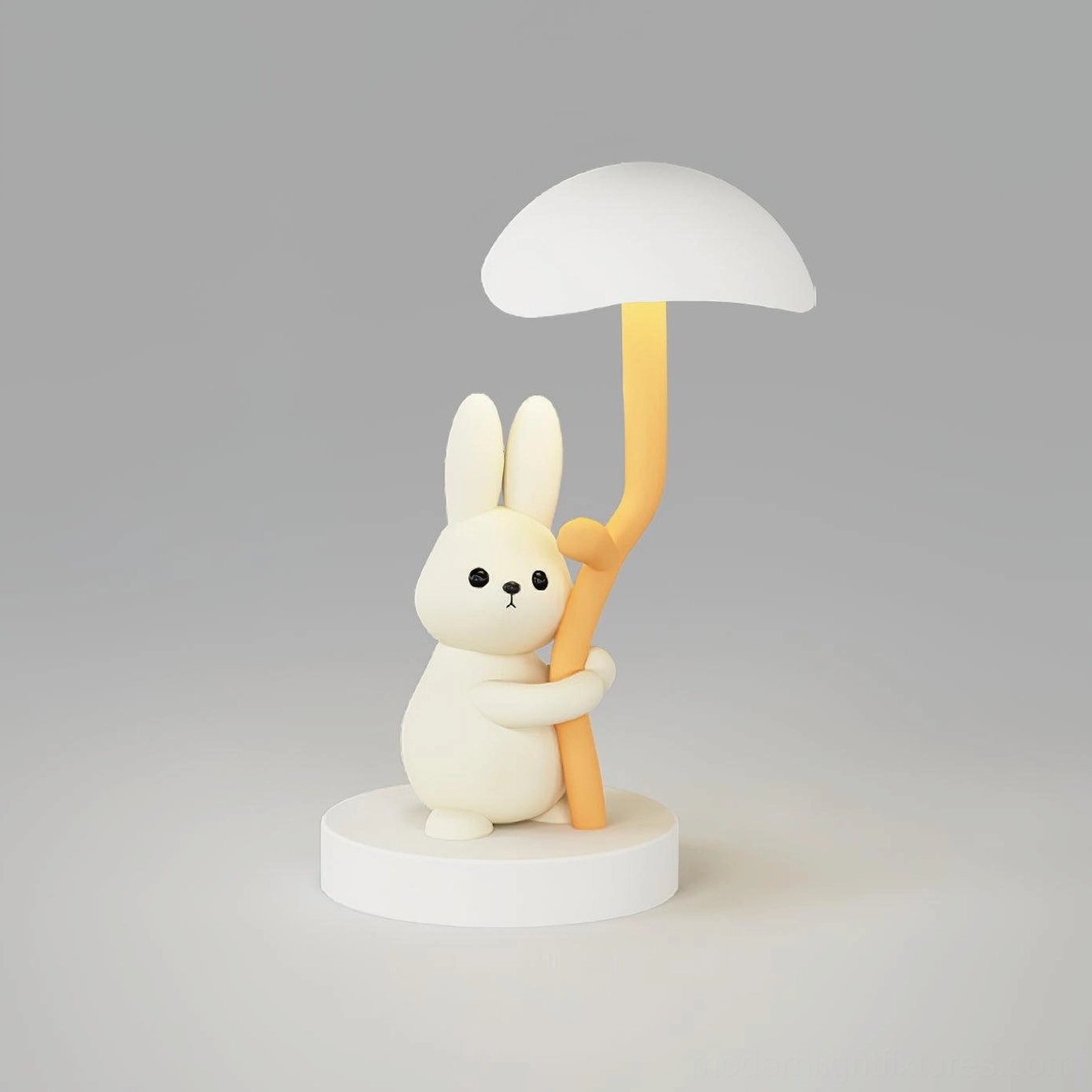 Rabbit hug table lamp in home office workspace with modern desk setup