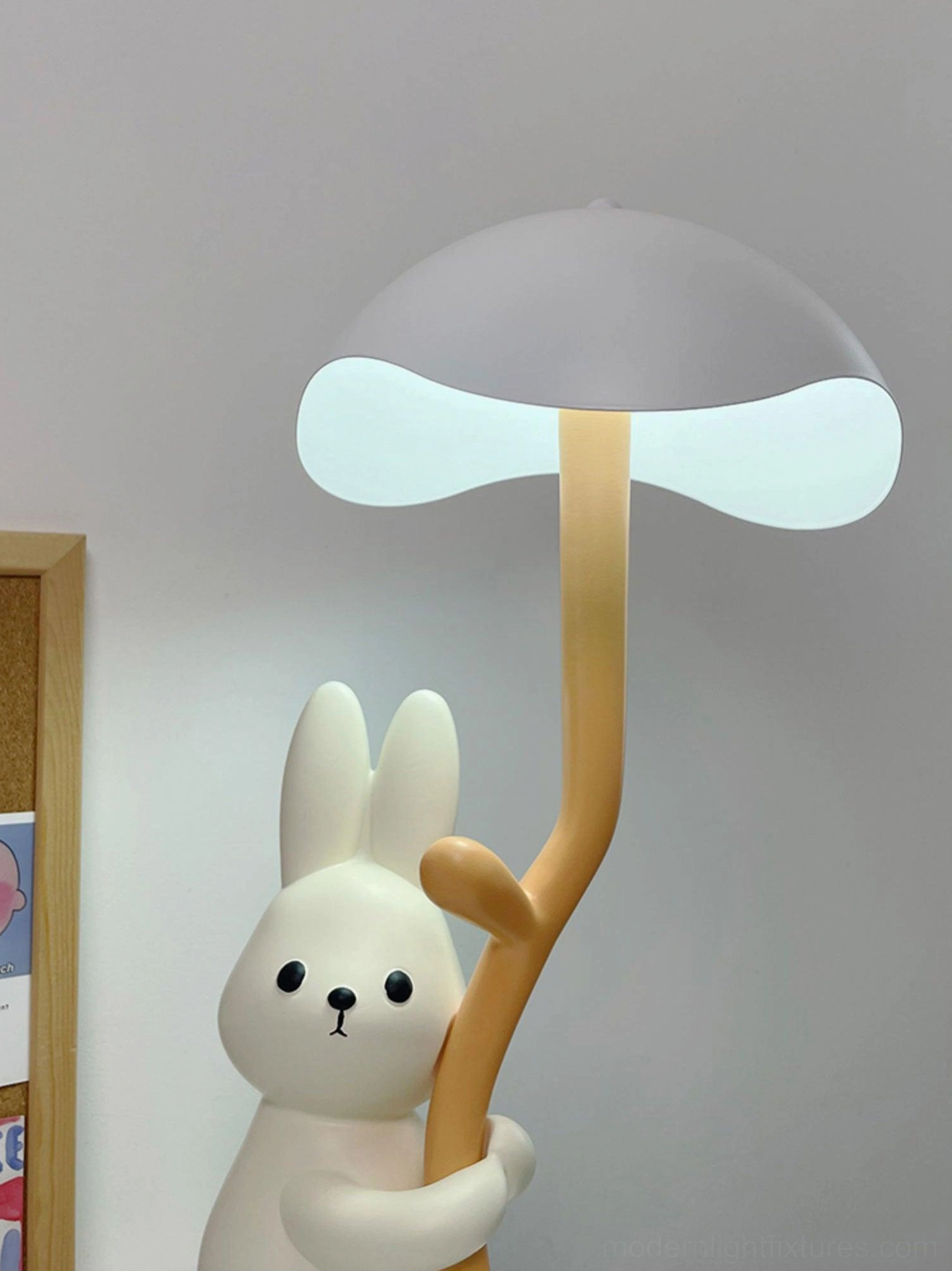 Rabbit hug table lamp cheerful yellow color variant product view