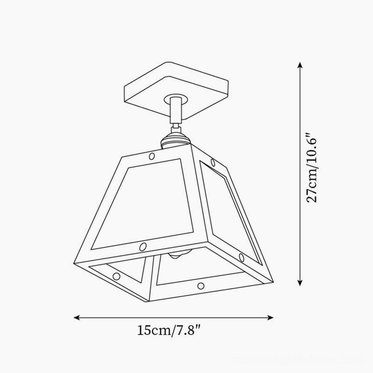 Radia ceiling light technical dimension diagram schematic showing 27cm height and 15cm width measurements