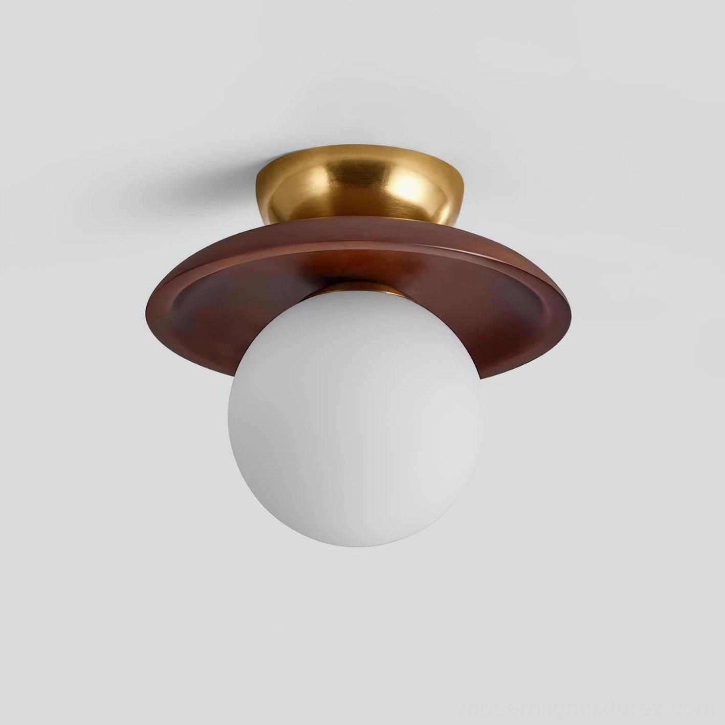 Radiora frosted white opal glass globe ceiling lamp, unlit studio view showing design details