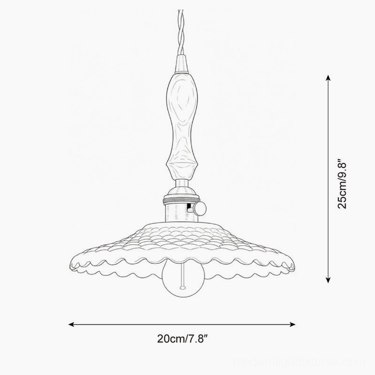 Technical line drawing showing Rainbowa pendant lamp dimensions and orthographic specifications