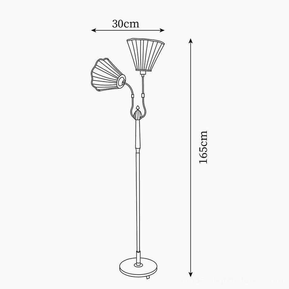 Ramira floor lamp technical dimensions schematic showing 165cm height and 30cm shade diameter specifications