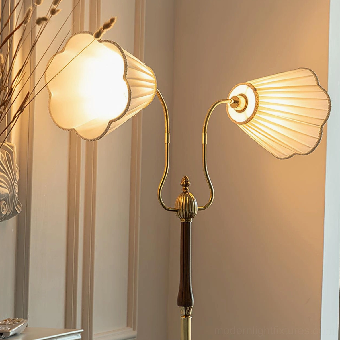 Ramira floor lamp foot switch control detail and cord organization for convenient operation