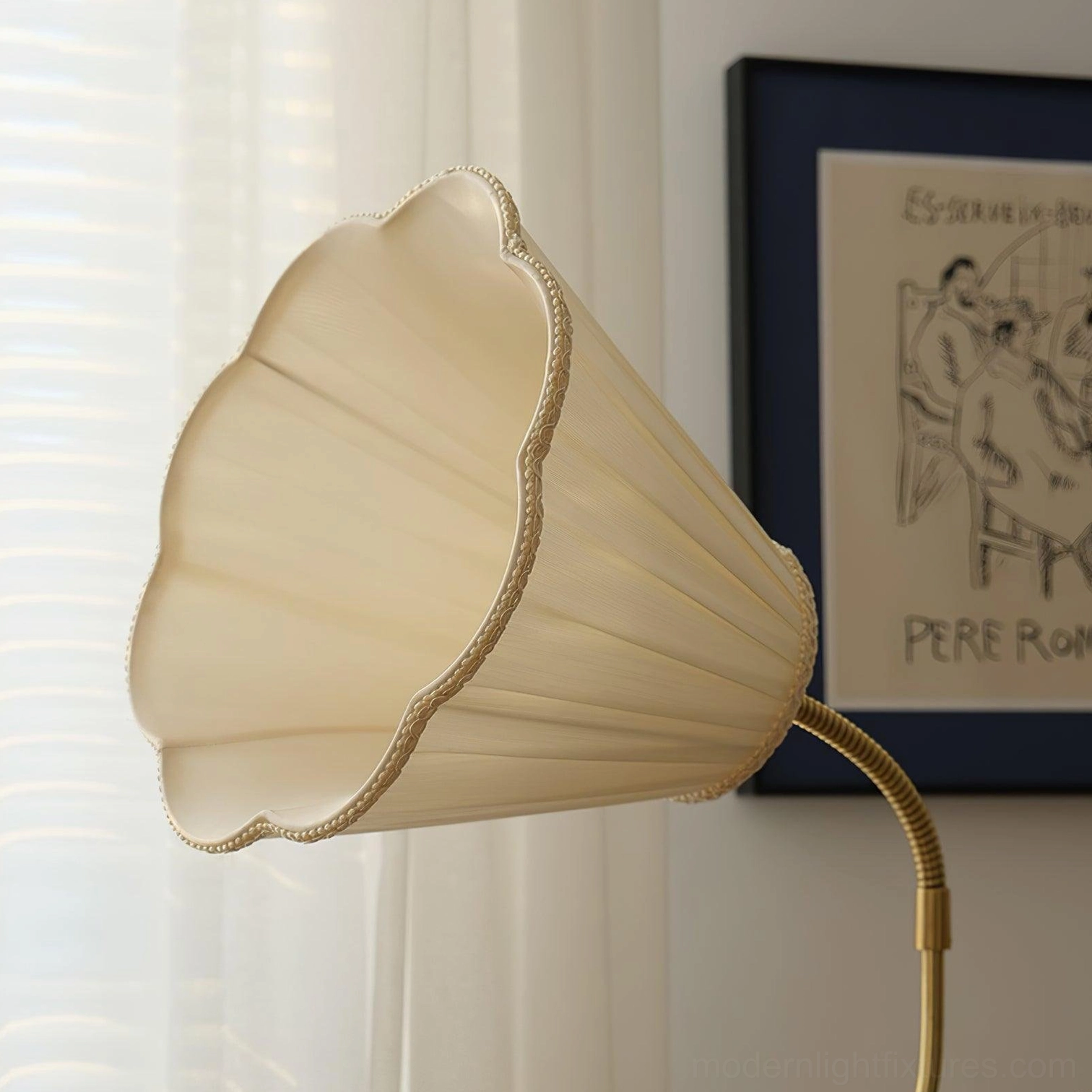Ramira floor lamp with LED bulb compatibility showing energy efficiency and warm color temperature lighting