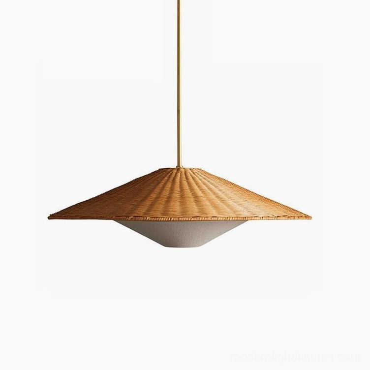 Extra-large natural rattan woven pendant lamp making bold design statement in spacious modern entryway or commercial setting