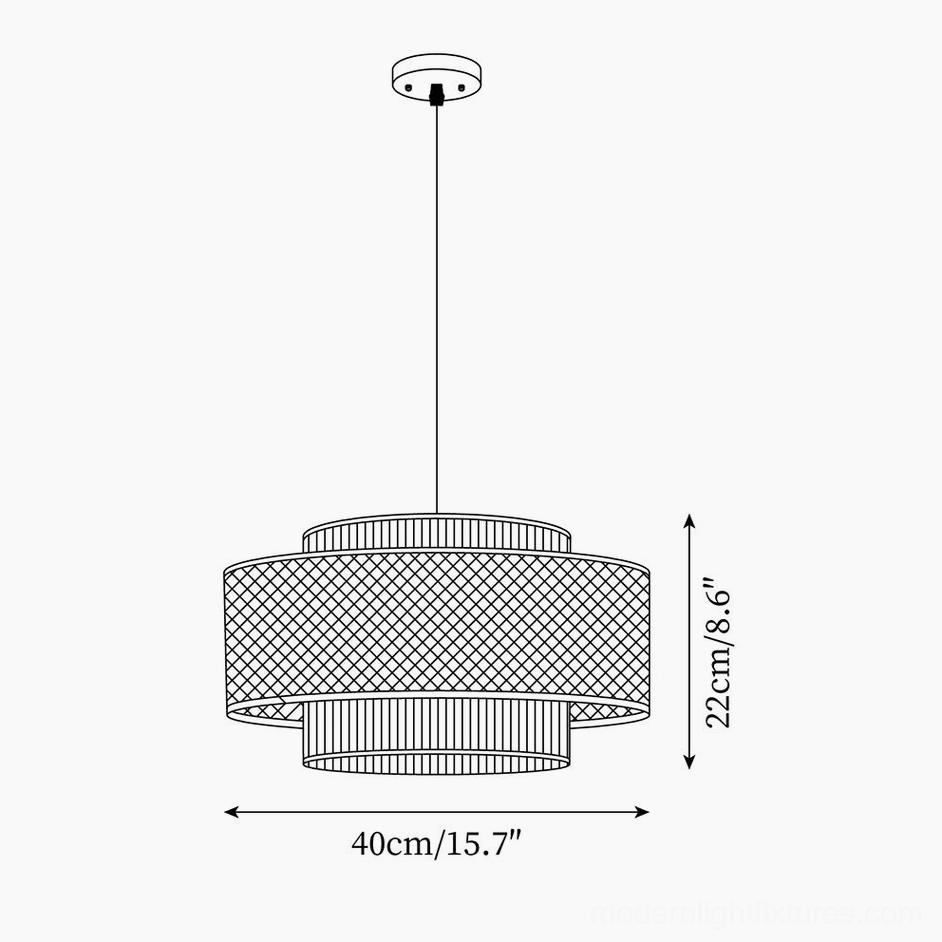 Rattan weaving pendant light technical drawing with size specifications - diameter 40cm, height 22cm