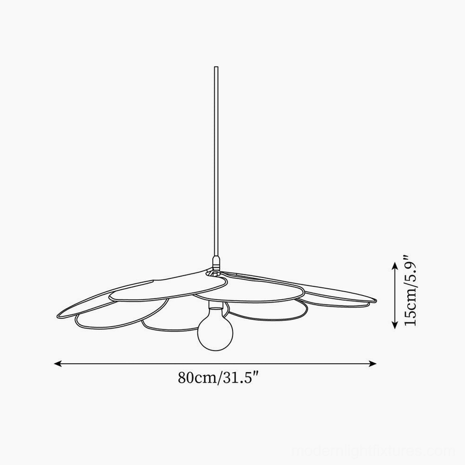 Rattan pendant light technical schematic showing 80cm diameter specifications and design structure