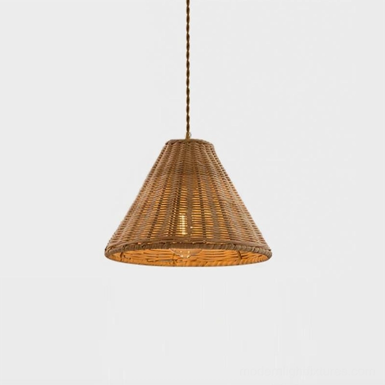 Rattan pendant lamp demonstrating compatibility with North America Europe Australia Middle East electrical standards