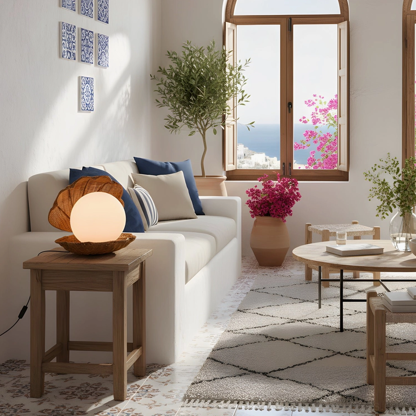 Natural rattan seashell table lamp sculptural design artistic lighting fixture