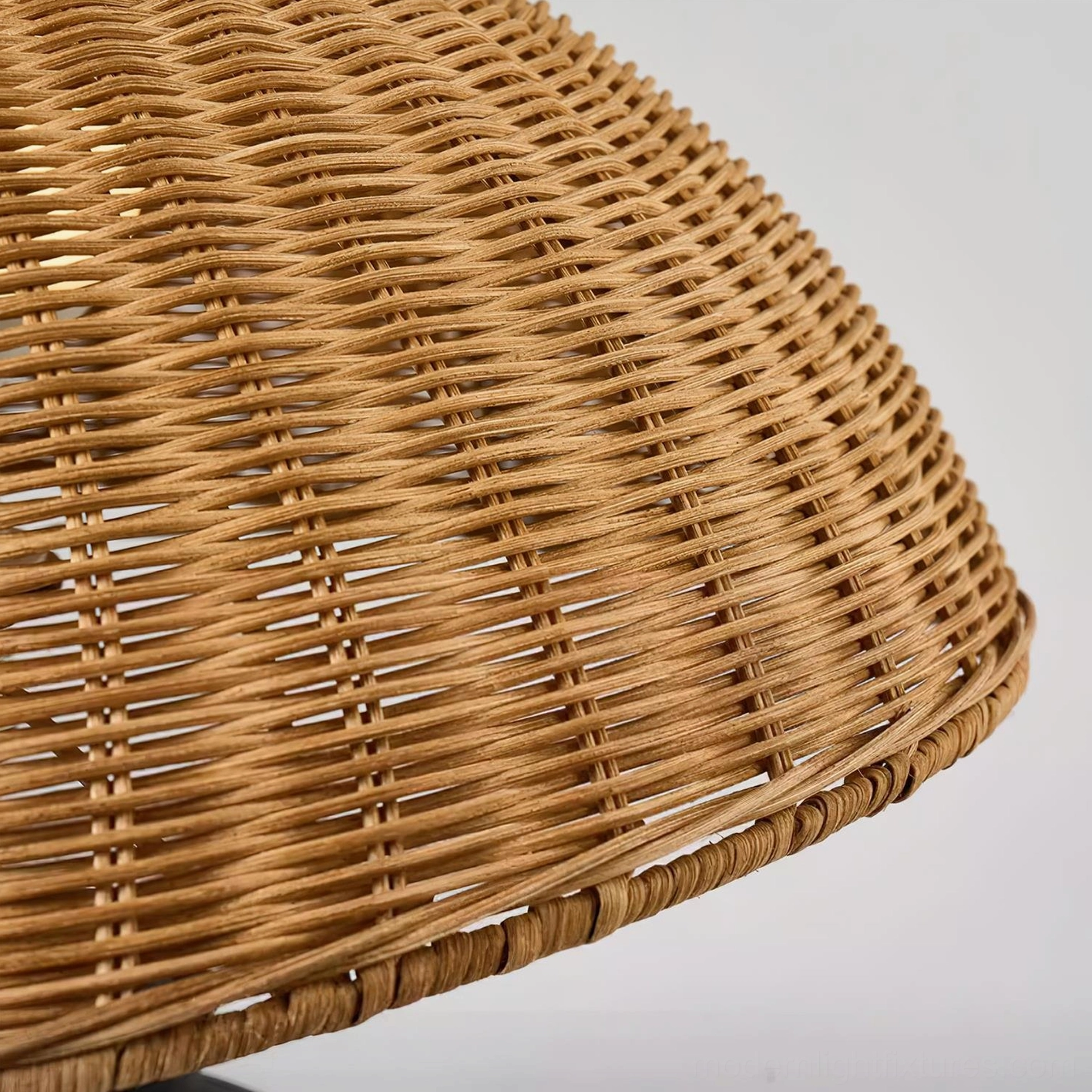 Rattan table lamp for mid-century modern and Scandinavian interior design, minimalist aesthetic