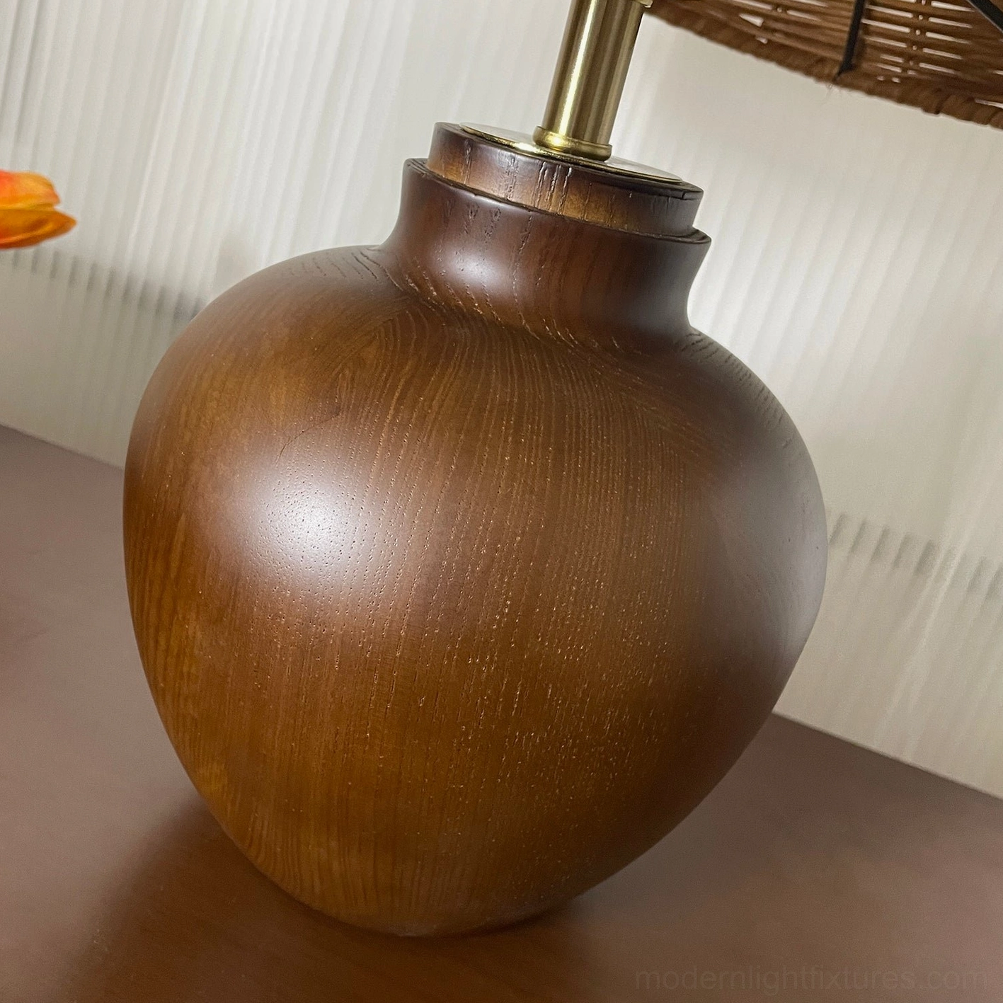 Rattan table lamp sculptural design element for curated eclectic and gallery-like minimalist spaces