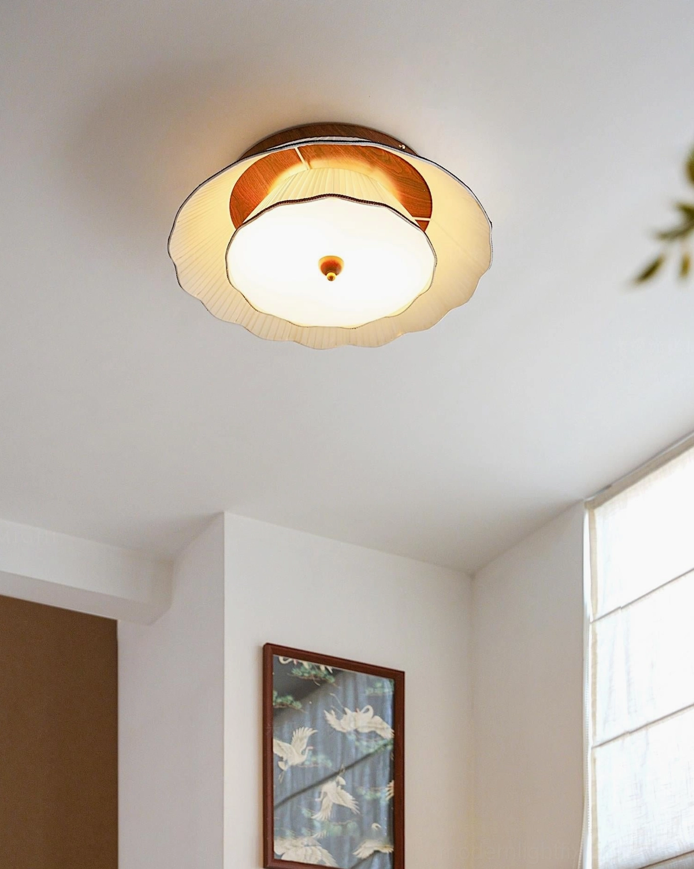 Ravelle flush mount ceiling light fixture installed in residential living room interior space
