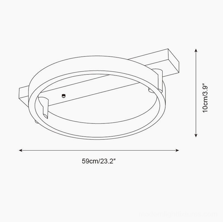 Ravelo ceiling light fixture technical drawing showing 59cm diameter and 10cm height specifications