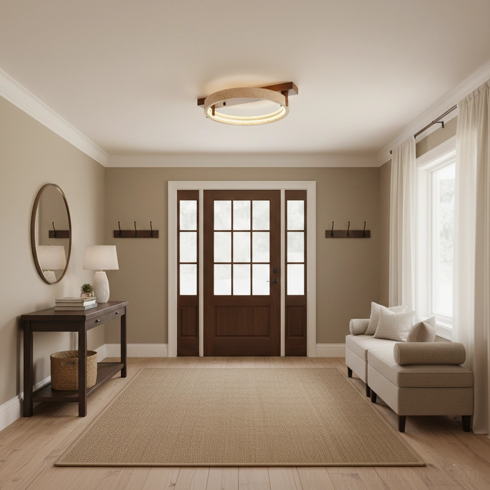 Ravelo ceiling light fixture natural stone and wood materials contemporary interior lighting solution