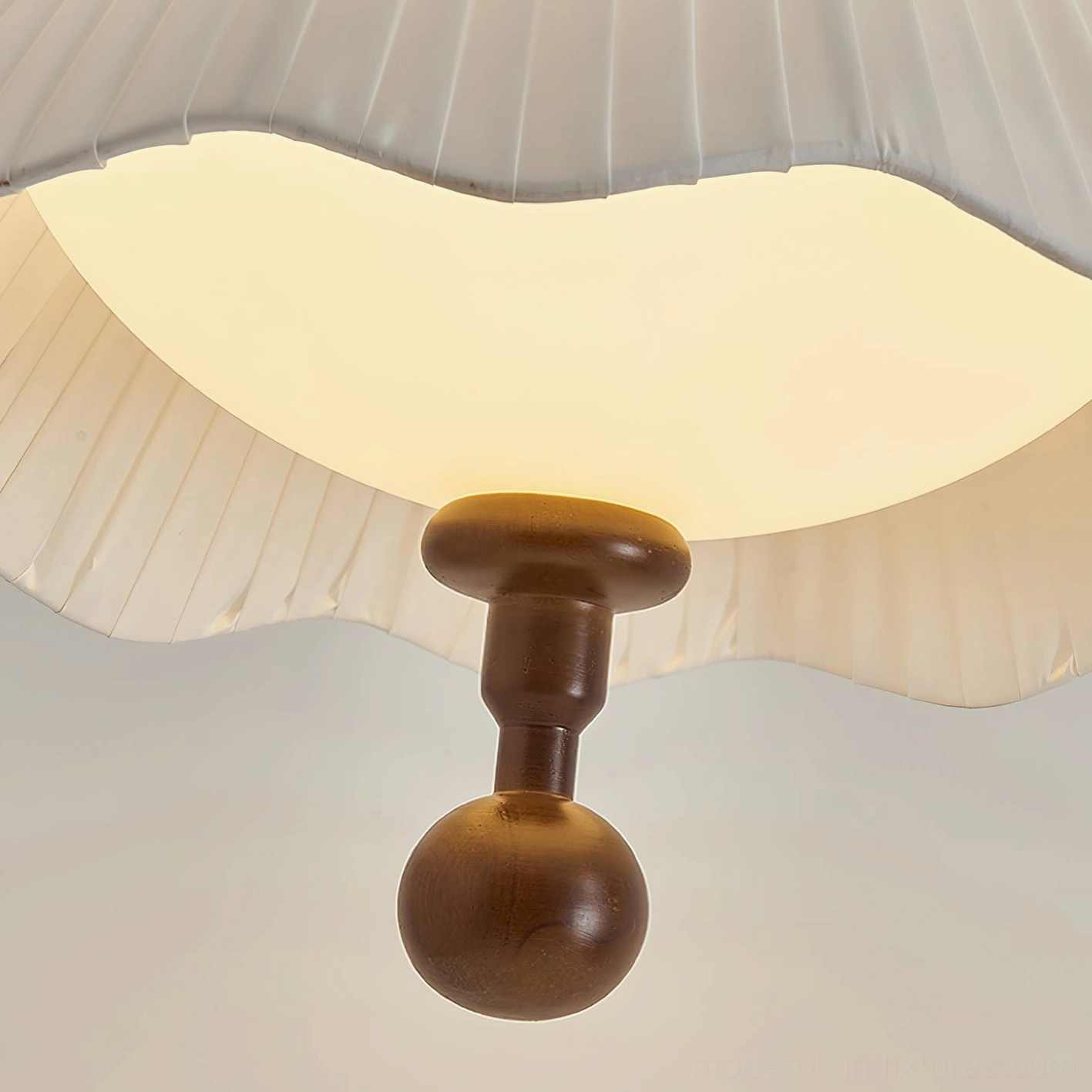 Ravina scalloped fabric pendant lamp showing pleated construction and romantic vintage design aesthetic