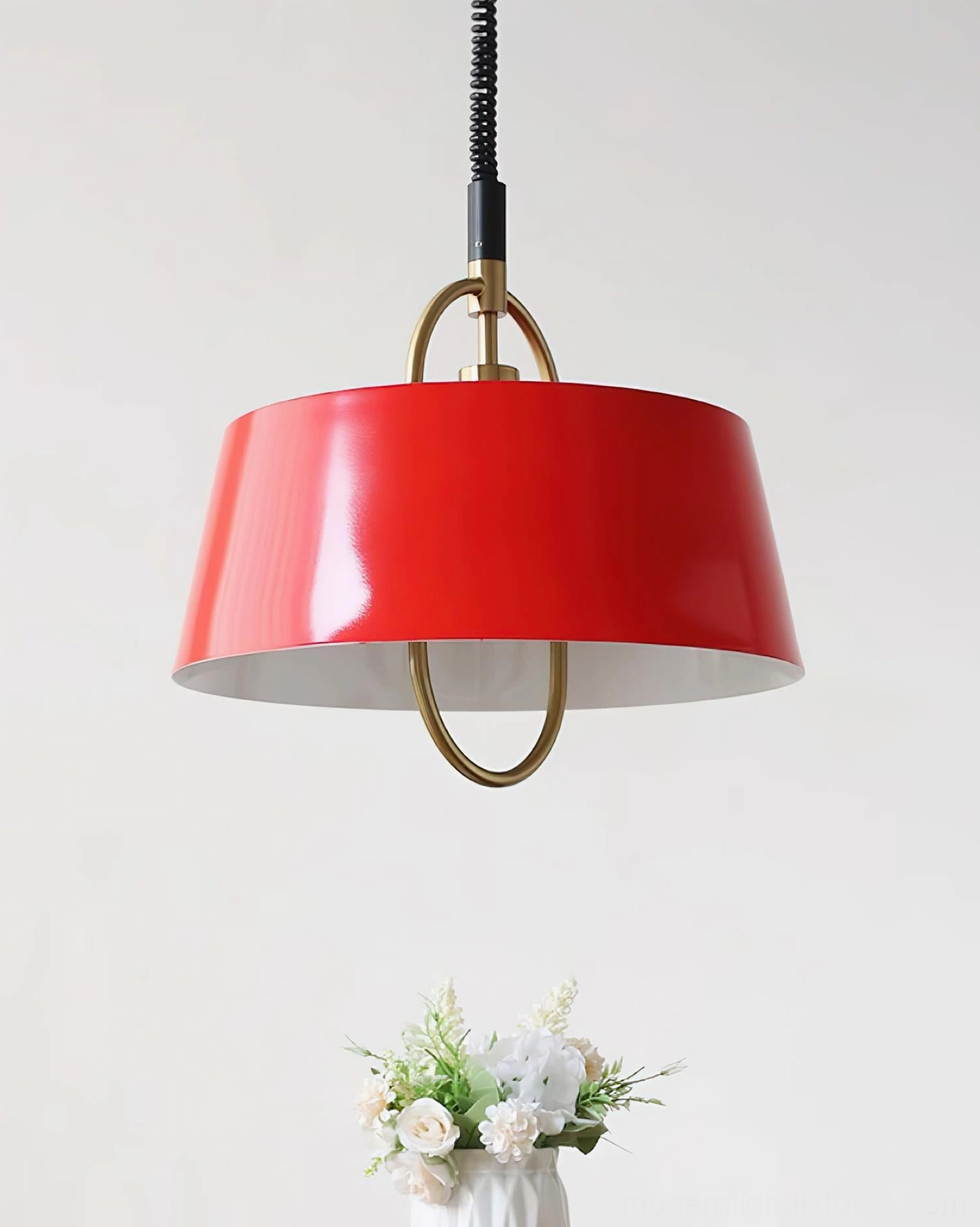 Angelo modern pendant lamp red color option with complete hardware and suspension system