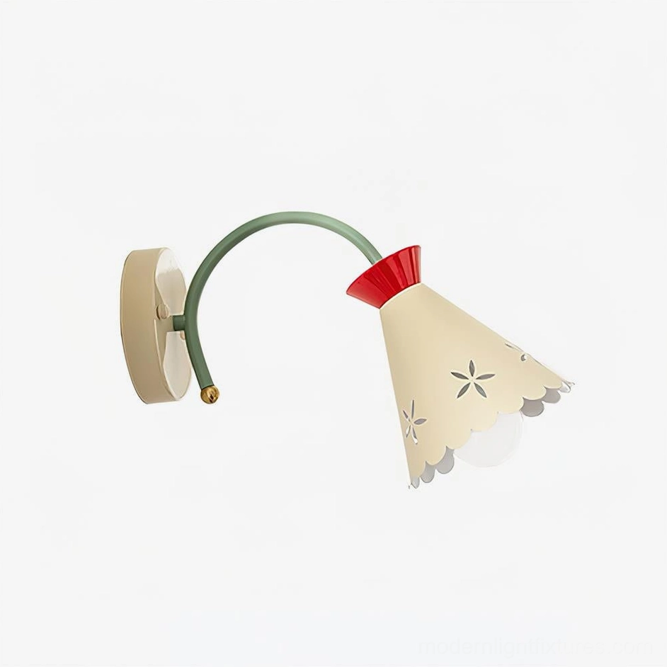 Retro pastel wall sconce in red and beige color combination - product view