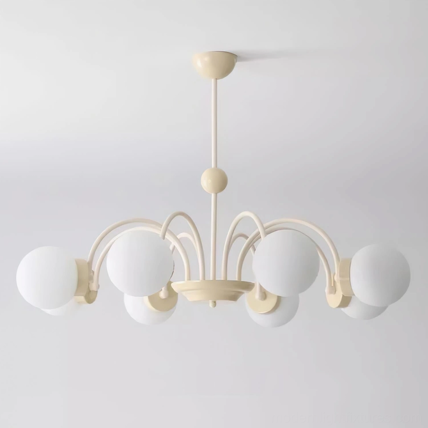 Red-brown and white glass sphere chandelier, contemporary pendant light fixture design