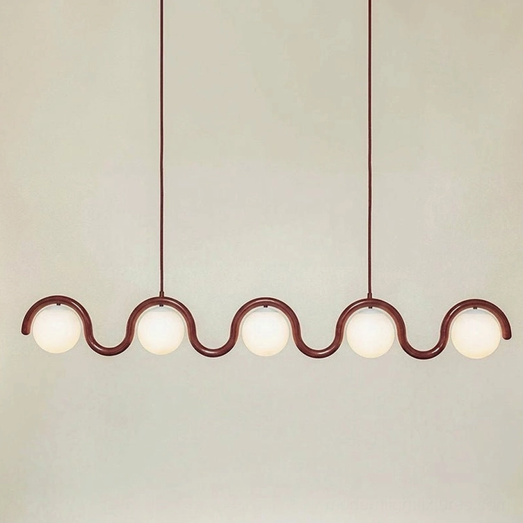 Wave pendant light fixture with red finish showing bold statement color option