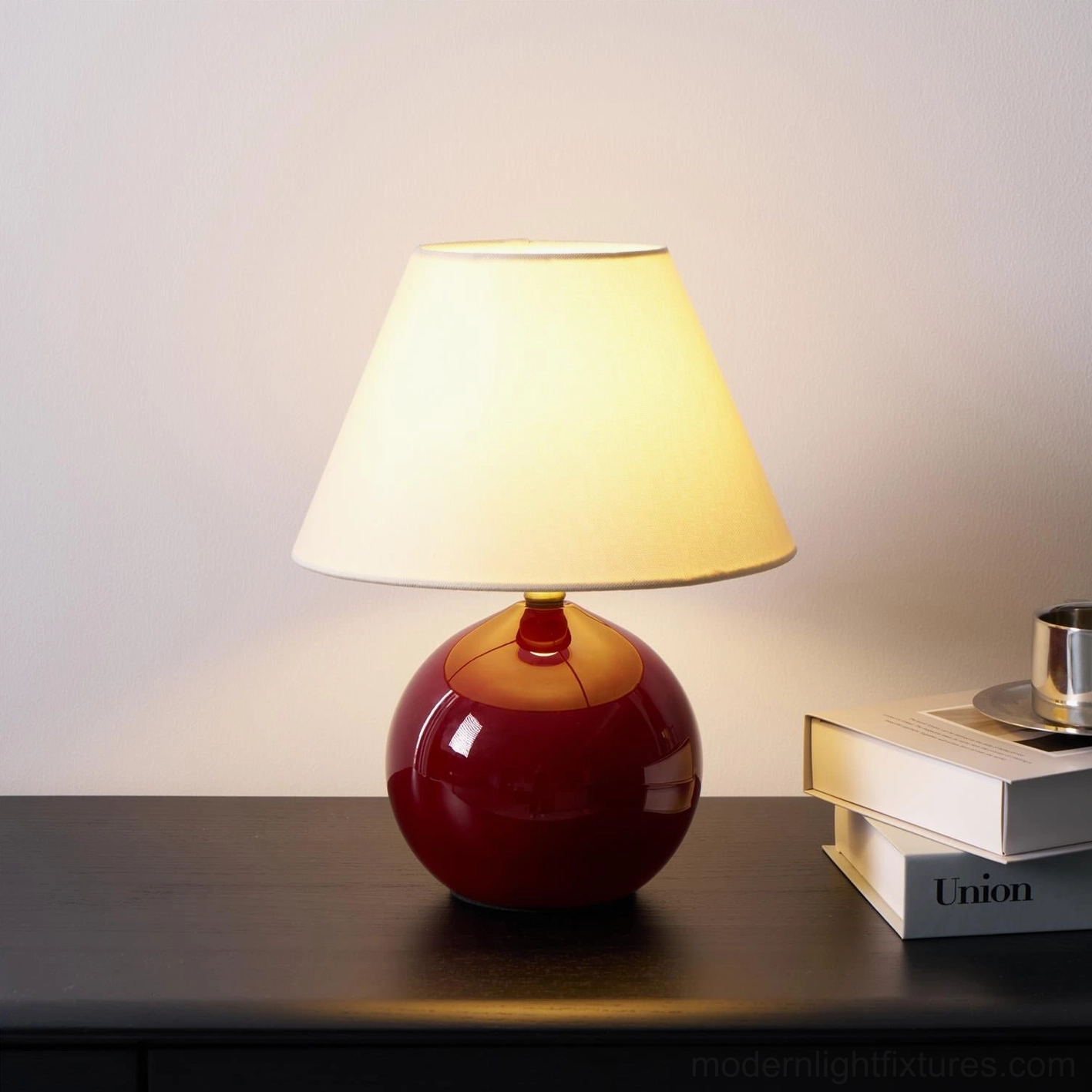 Modern red table lamp elegant styling contemporary interior design home decor