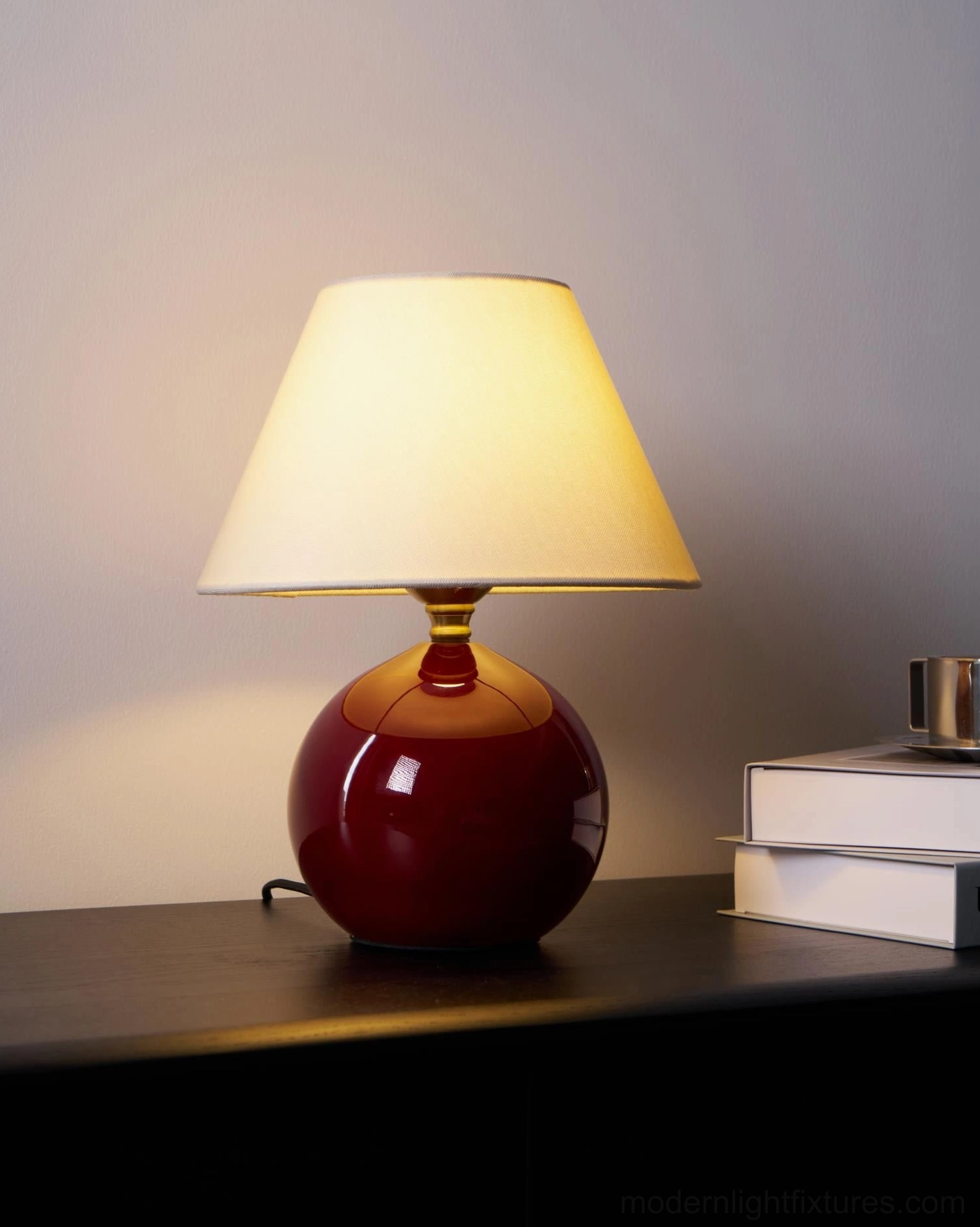 Red modern table lamp complete product view E26 E27 socket multi-region plug options