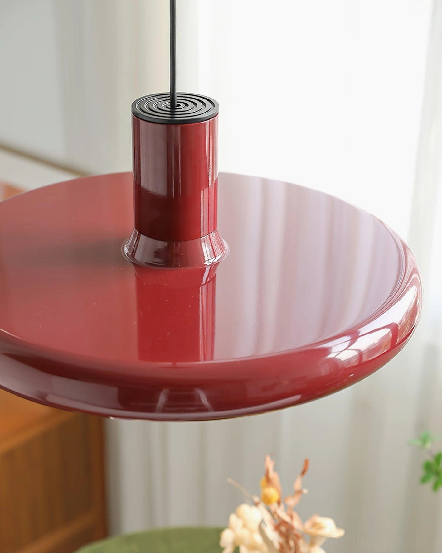 Red disc pendant lamp kitchen island modern cooking space lighting solution