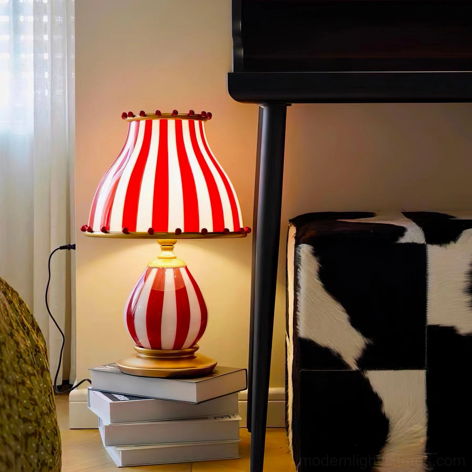 Red white and gold circus table lamp statement lighting for any room