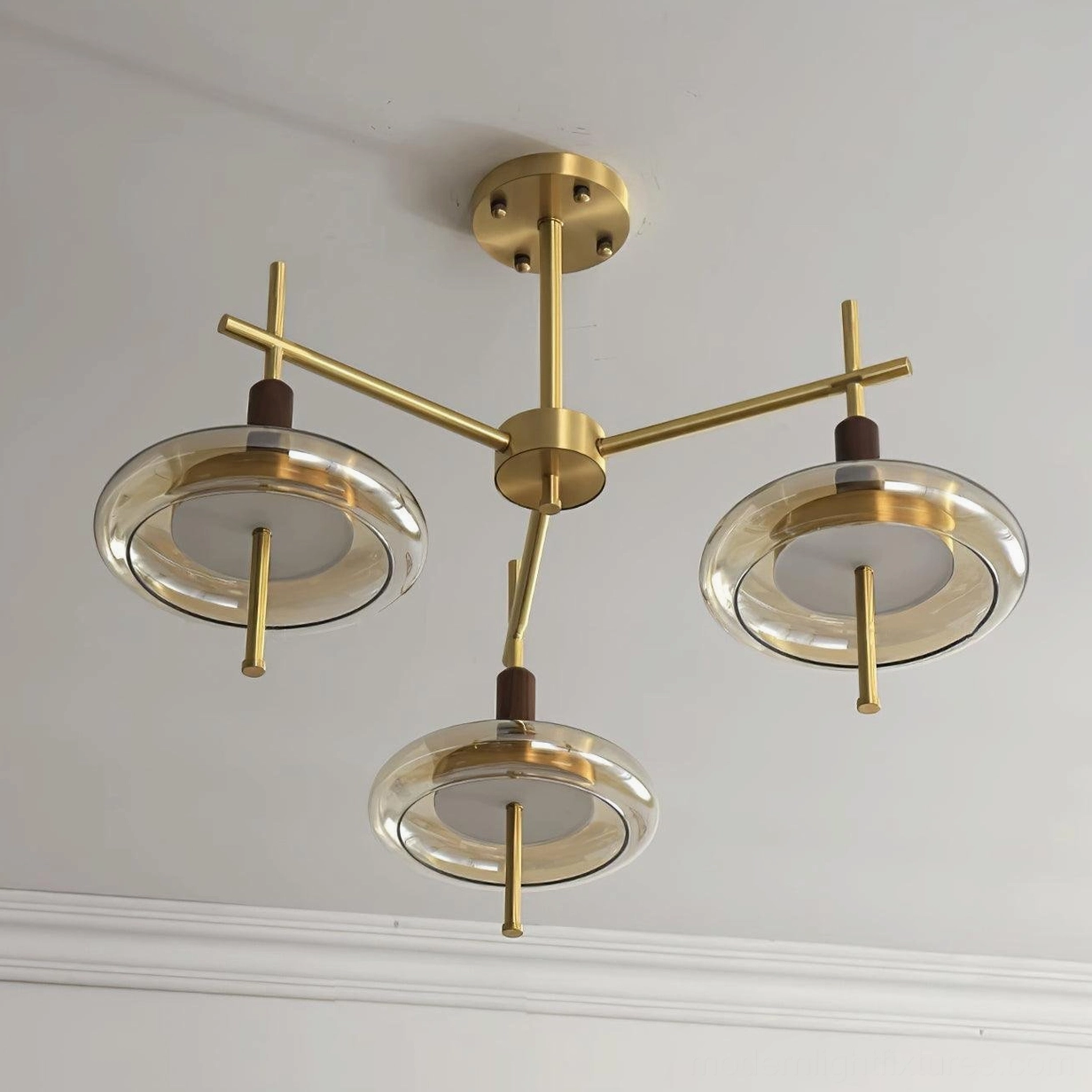 Redondo multi-head pendant chandelier showing branching atomic sputnik design structure