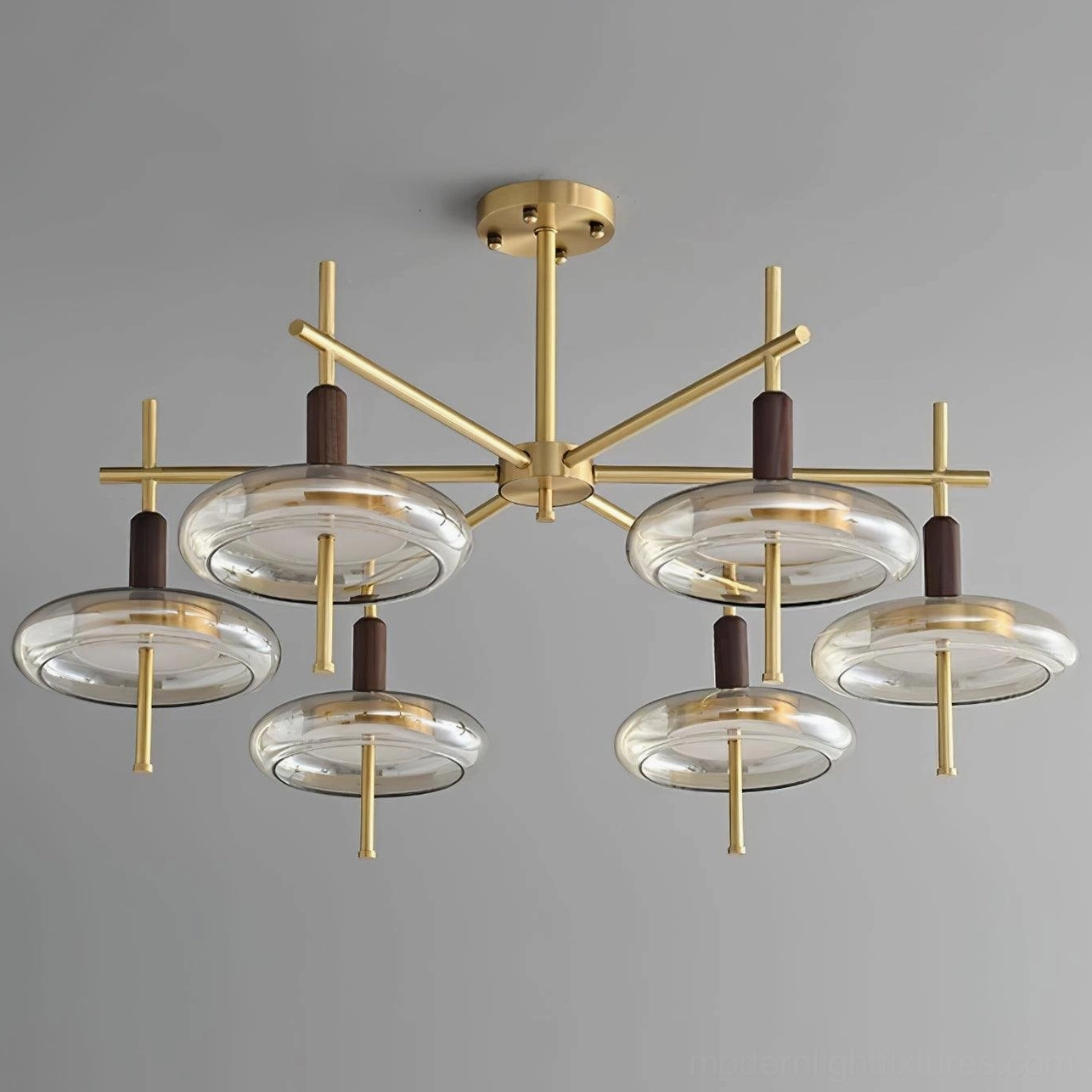 Redondo chandelier installation showing ceiling mount with adjustable 50cm hanging rod