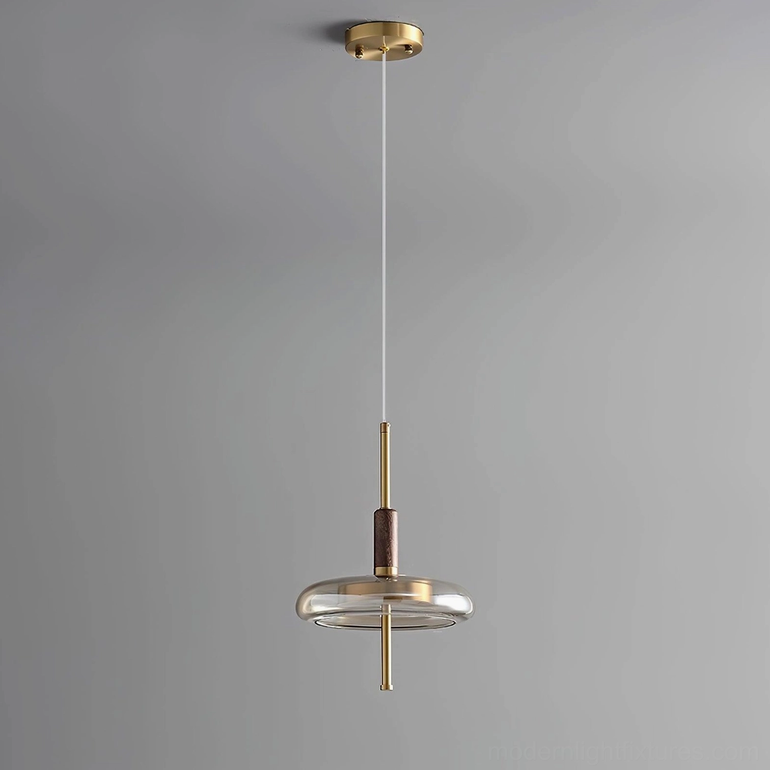 Redondo modern glass pendant light full view showing 22cm diameter silhouette and 34cm height proportions