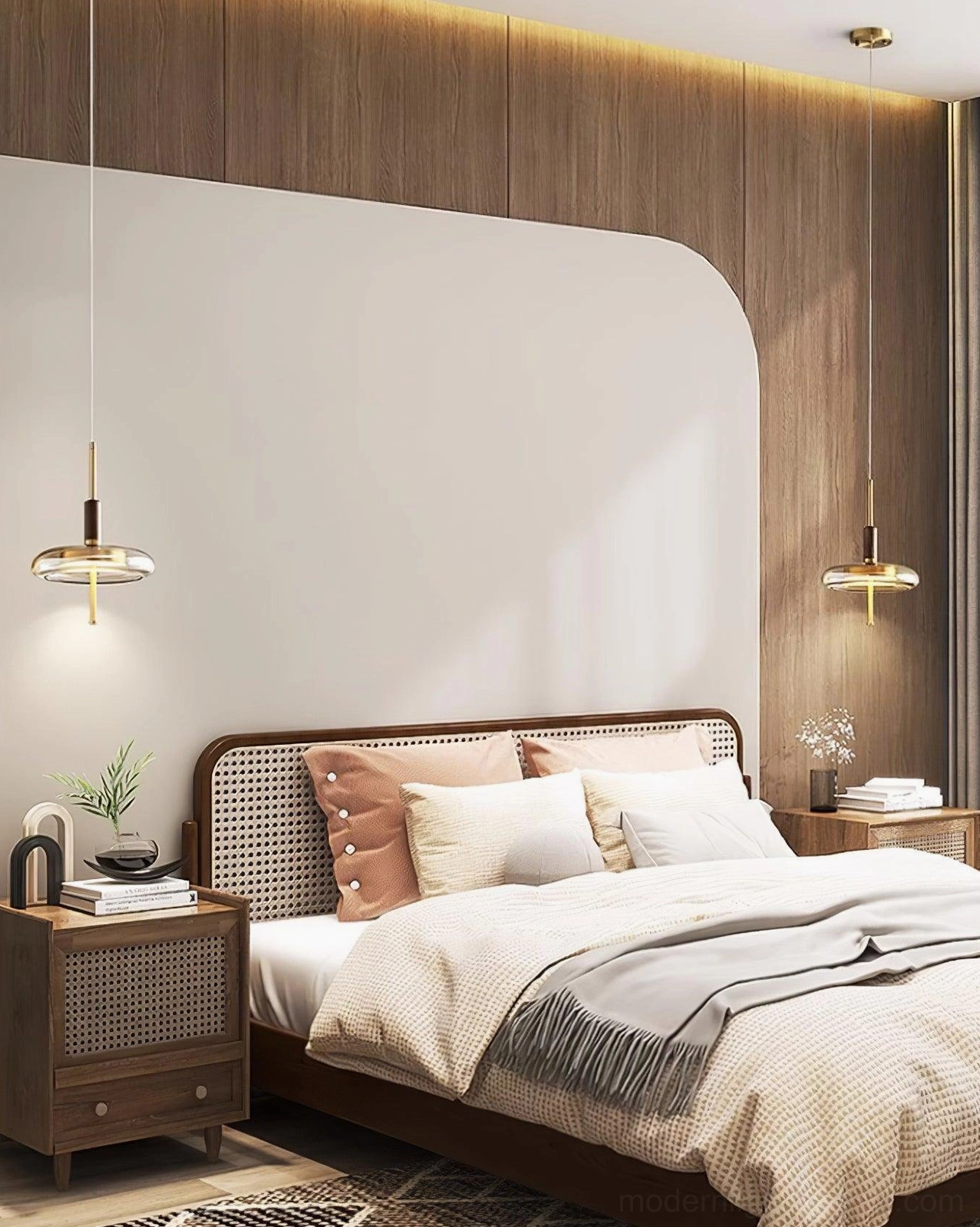Redondo modern pendant light fixture installation and styling in contemporary home interior space