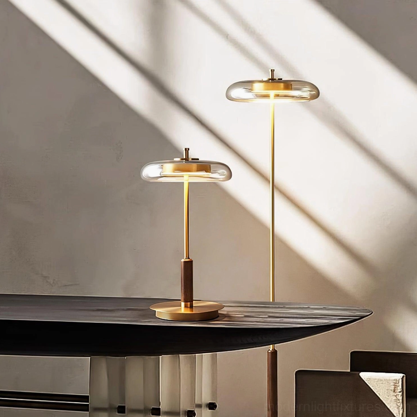 Redondo amber glass table lamp sustainable energy-efficient lighting