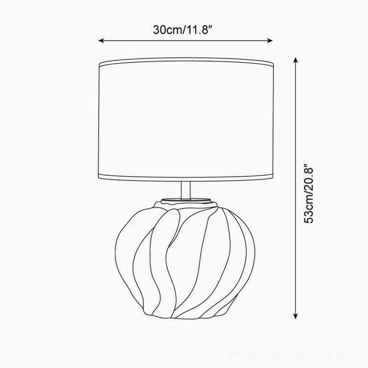 Remi table lamp technical specification drawing with dimension measurements 30cm diameter and 53cm height