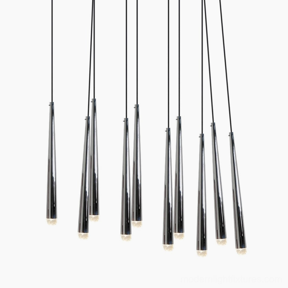 Renaie 10 Heads Brass Chandelier contemporary installation tapered rod lighting