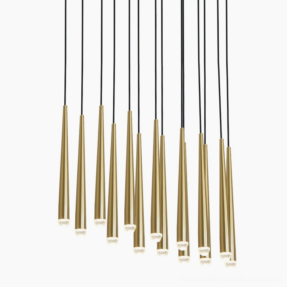 Renaie 10 Heads Brass Cluster Chandelier mid-century modern pendant configuration