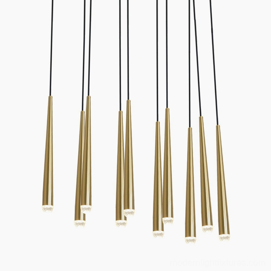 Renaie 10 Heads Brass Chandelier polished finish modern dining pendant lighting