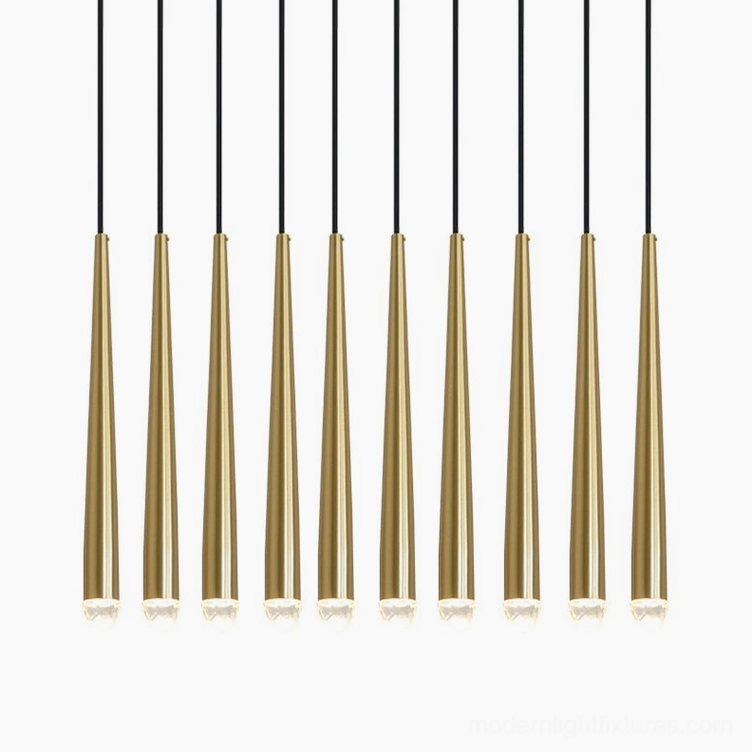 Renaie 10 Heads Brass Chandelier tapered rod pendant suspension close-up