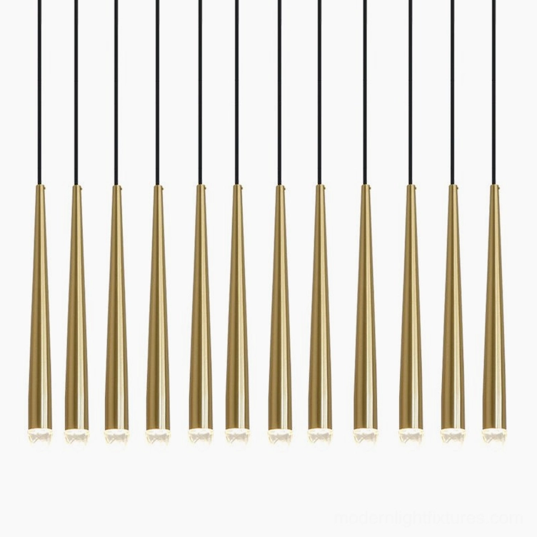 Renaie 12 Heads Brass Cluster Chandelier tapered rod pendant arrangement overhead view