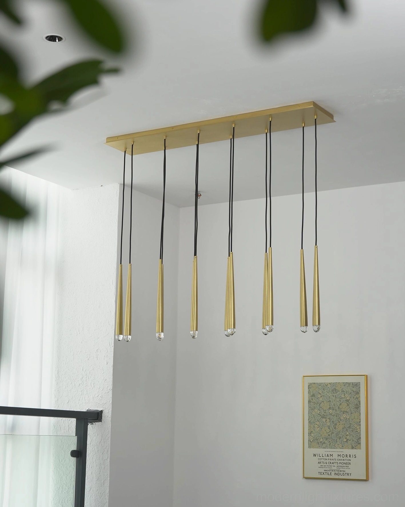 Renaie 14 Heads Brass Cluster Chandelier suspended dining room installation