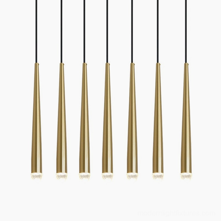Renaie 7 Heads Brass Cluster Chandelier tapered rod suspension system detail