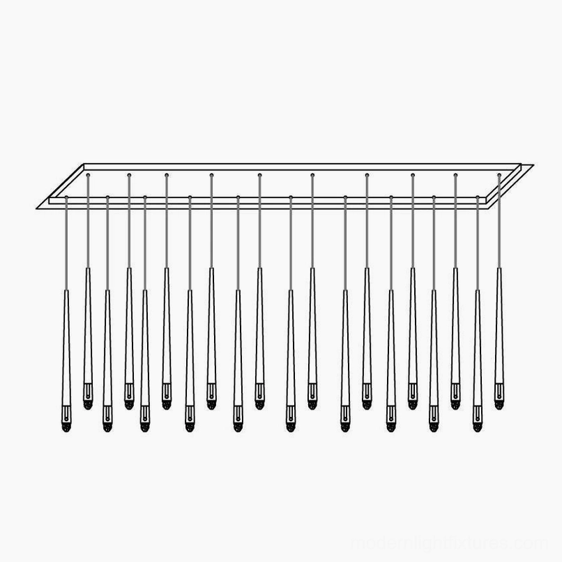 Renaie Brass Chandelier product design sketch 2D orthographic front view technical drawing