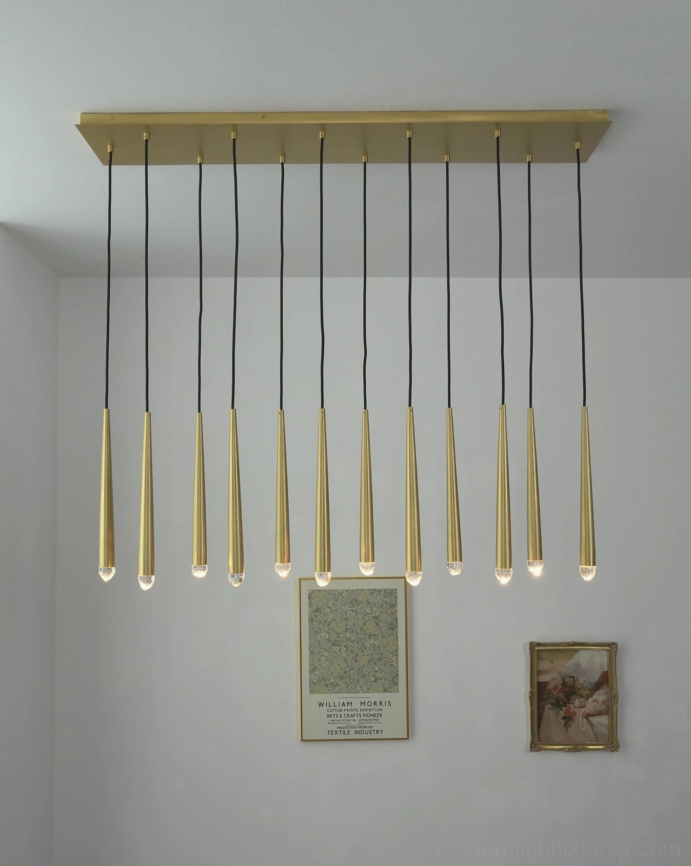 Renaie Brass Cluster Chandelier polished finish mid-century modern pendant lighting