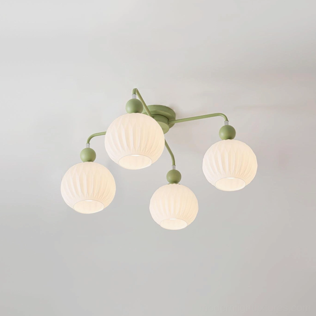 Renee 4-head ribbed glass ceiling light compact design for smaller spaces - bedroom hallway dining