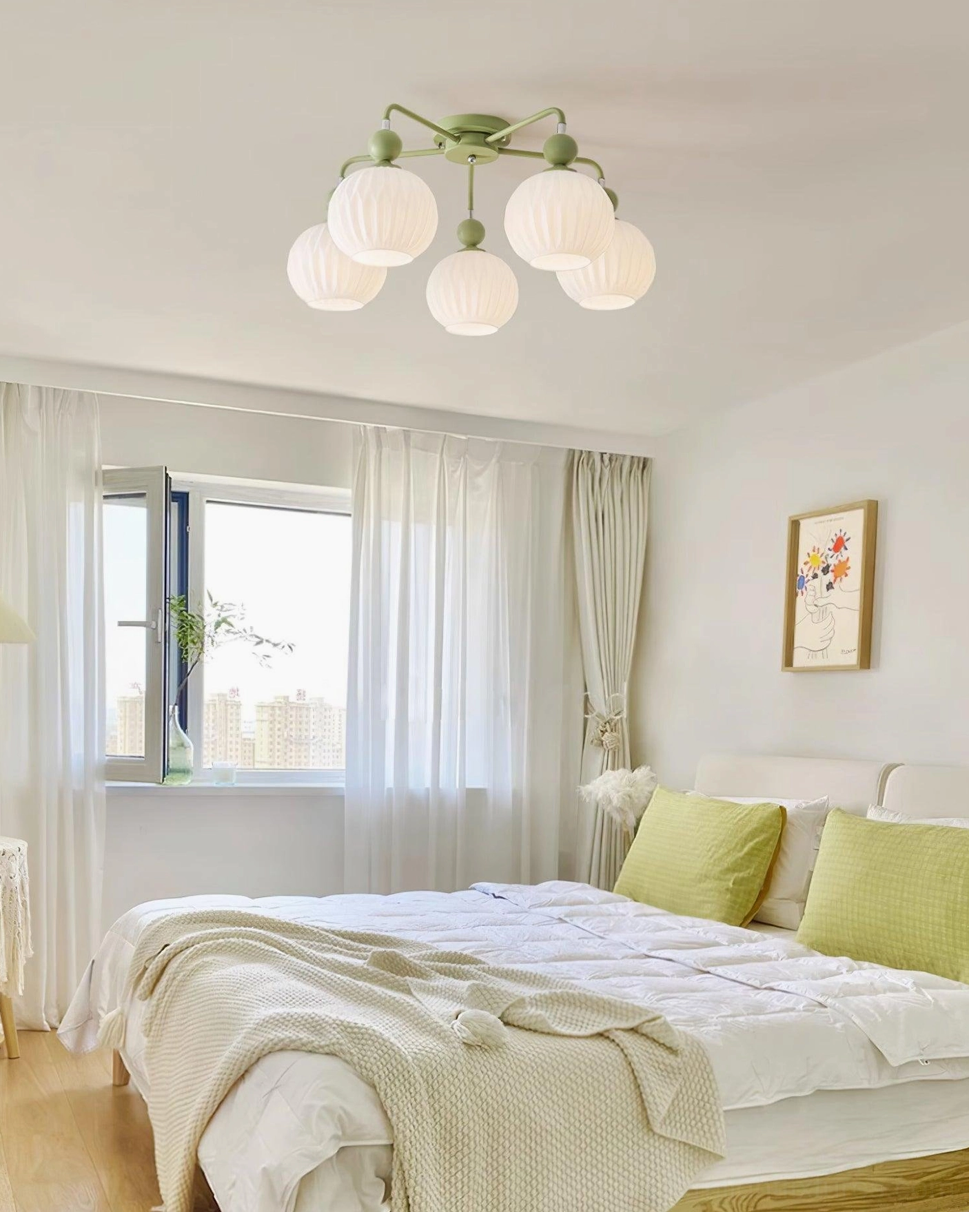 8-head Renee ribbed glass ceiling light for high-ceiling entryway - dramatic semi-flush chandelier statement