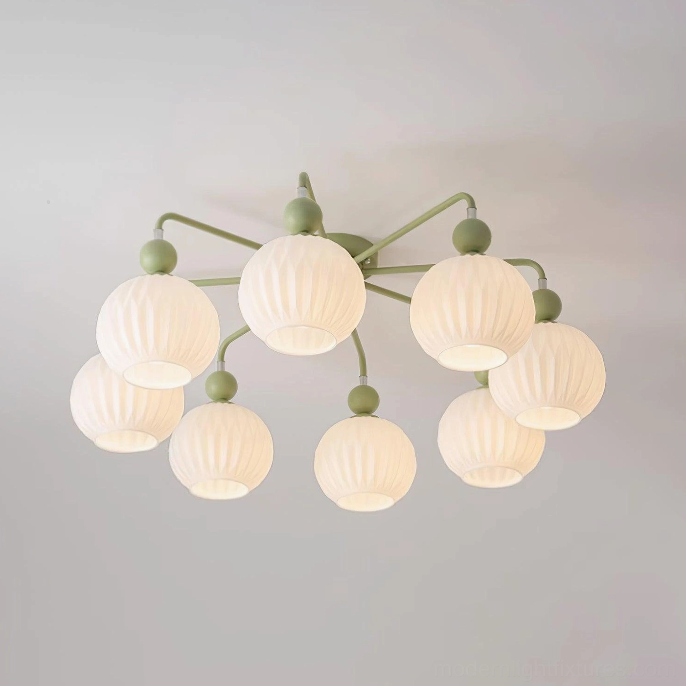 Renee ribbed glass ceiling light showing artisanal hand-finished quality and diffuser light output
