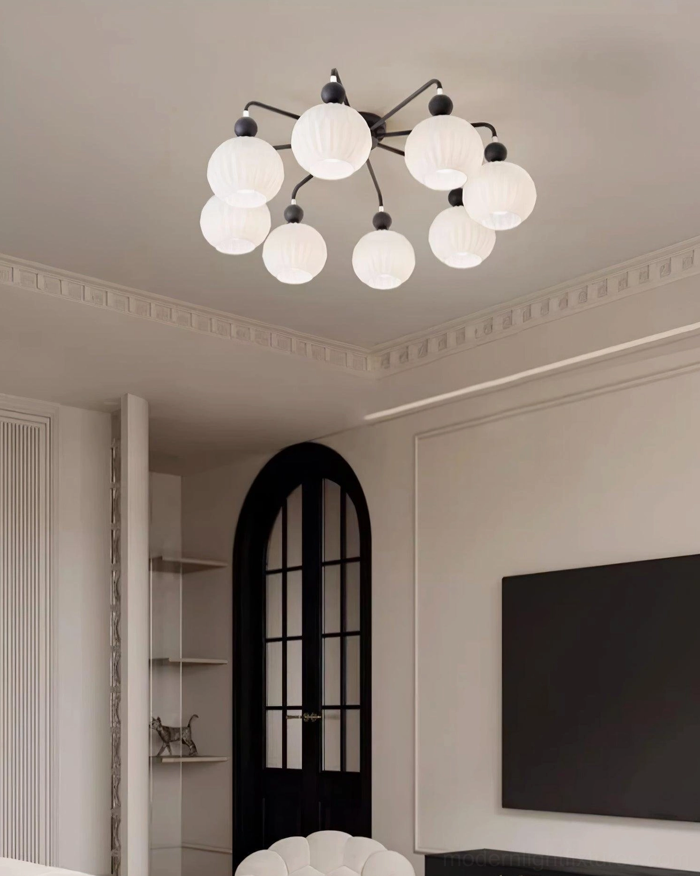 Renee matte black ceiling light fixture in contemporary minimalist interior - architectural design statement