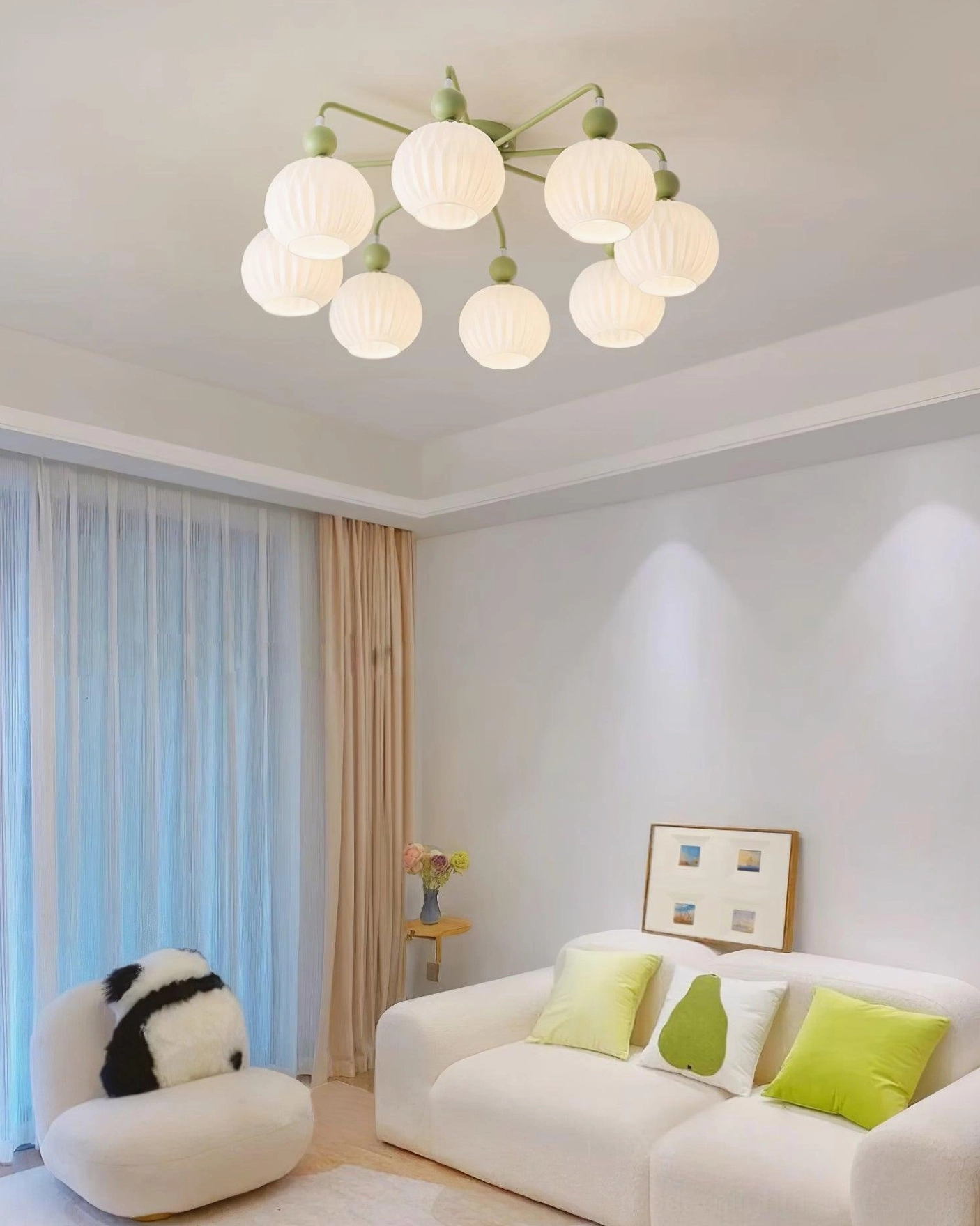Renee ceiling light available colors - matte black, white, and matcha green finish options comparison