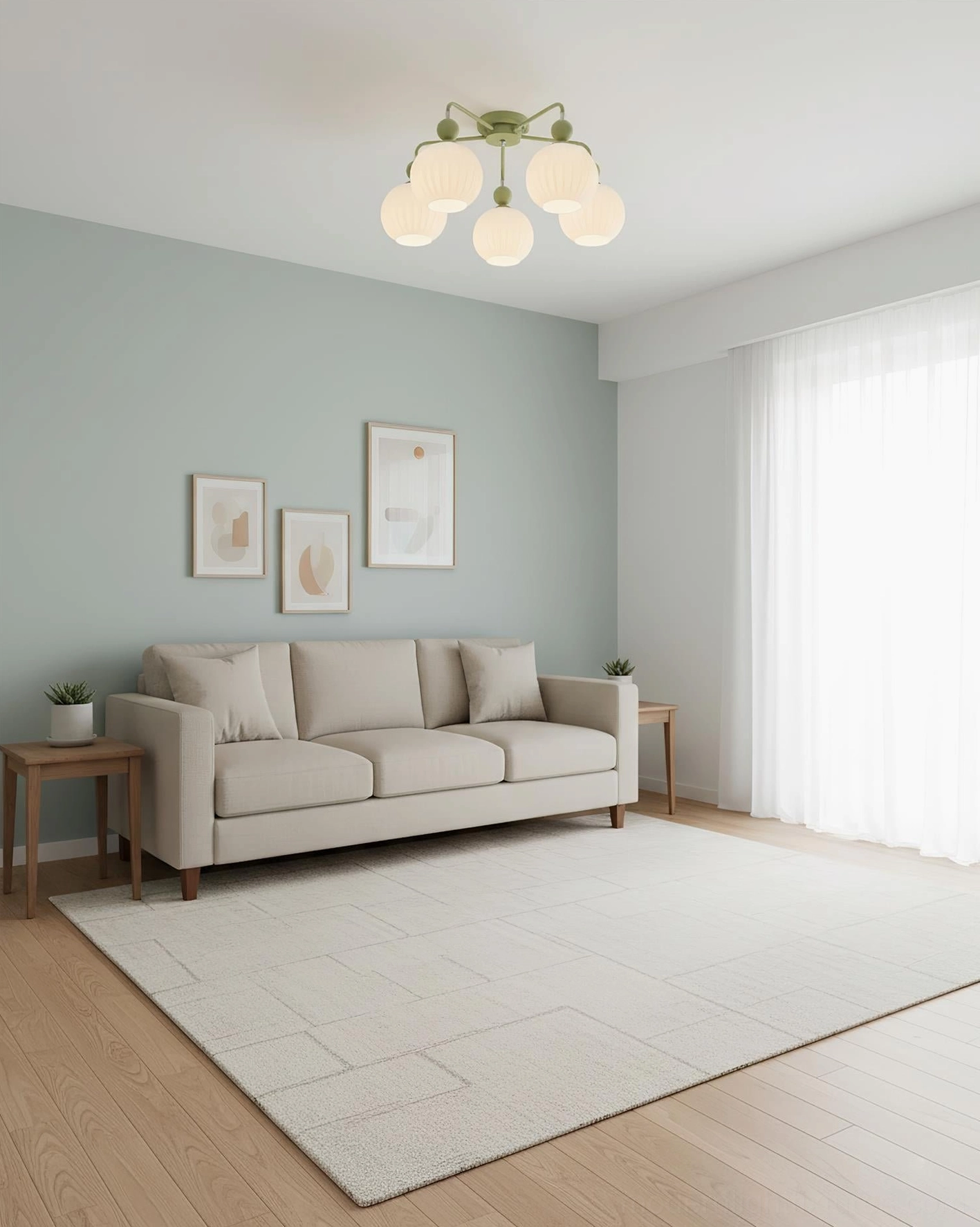 Multiple Renee ceiling light fixtures in various room settings - installation flexibility showcase