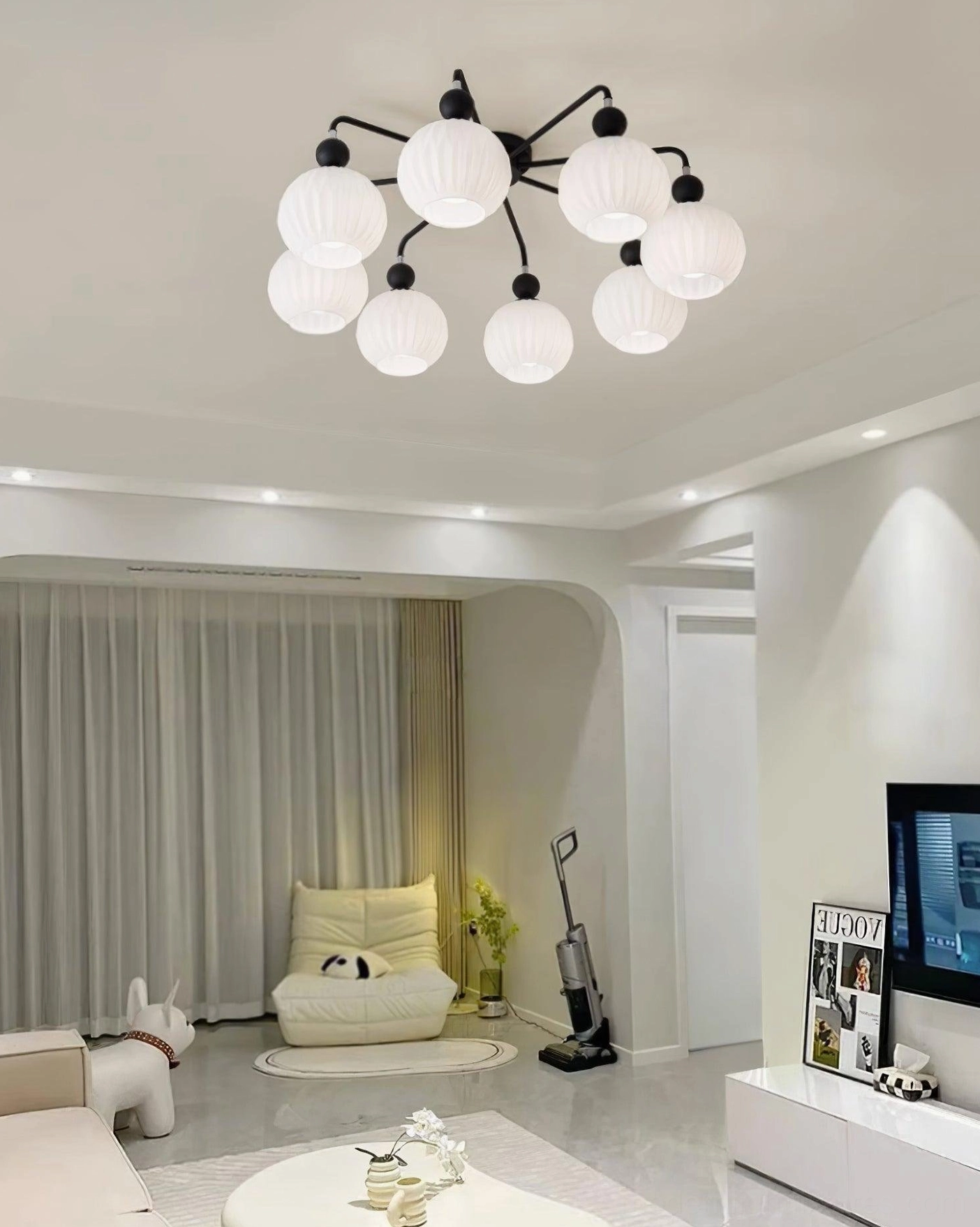 Renee ceiling light in Scandinavian modern interior with natural wood and warm textiles - design aesthetic