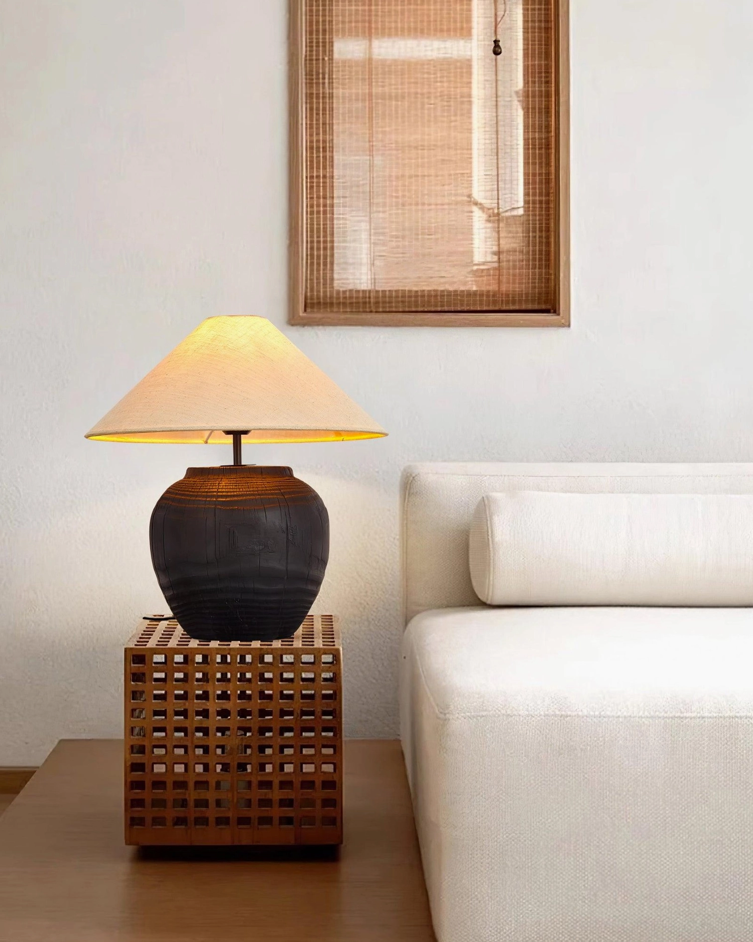 Modern textured resin table lamp comparison with interior styling options
